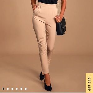Kick It Beige High-Waisted Trouser Pants